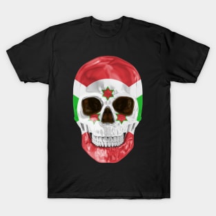 Burundi Flag Skull - Gift for Burundian With Roots From Burundi T-Shirt